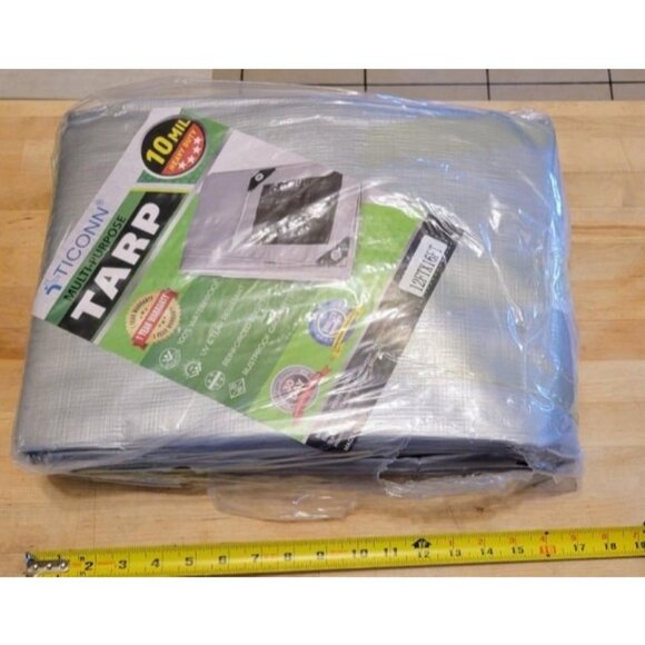 Heavy Duty Tarp Cover, Extra Thick Waterproof Tear and Rip Proof 5.5 Mil 6x8 ft - Picture 3 of 4